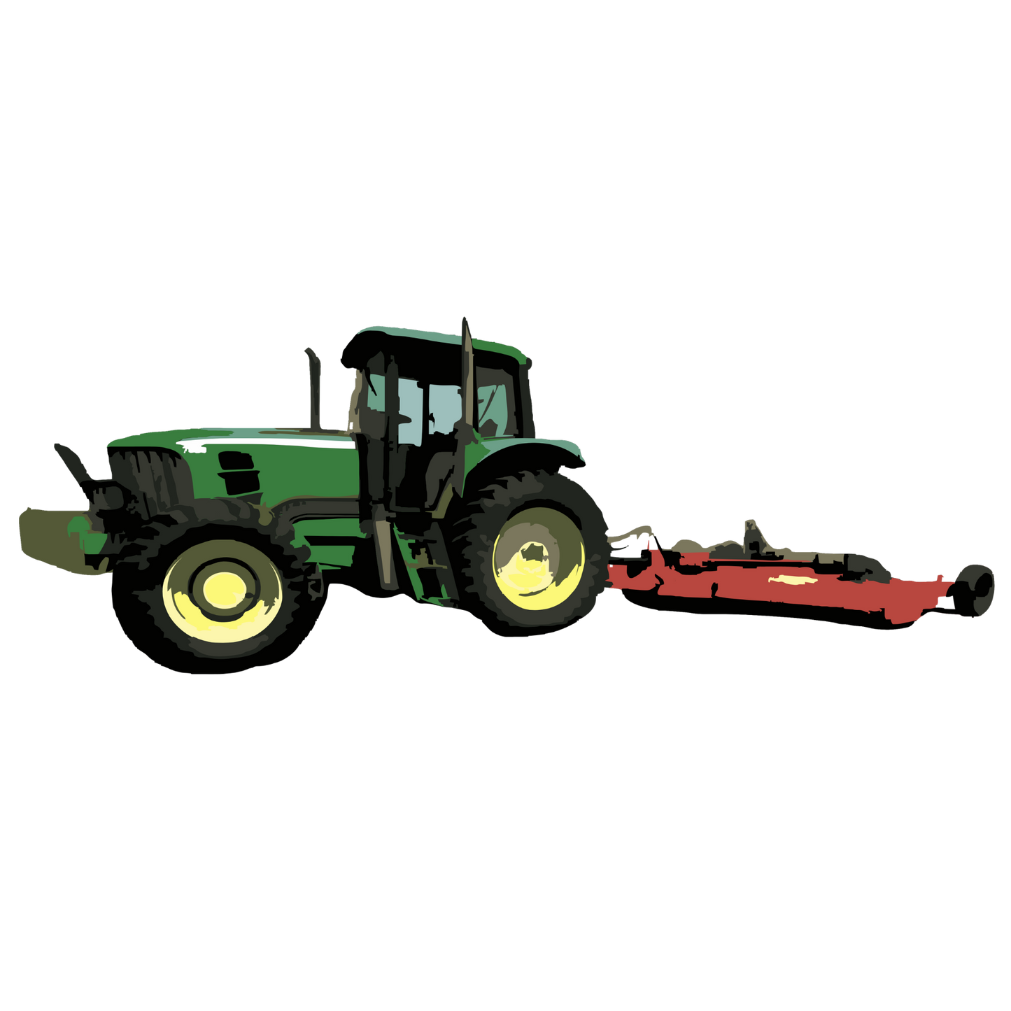 Green Tractor with Red Mower Sticker